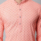 Men Peach Chikankari Embroidered and Sequence Kurtas ( KO 678Peach )