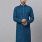 Men Blue Chikankari Embroidered and Sequence Kurta Only ( KO 678 Peacock )