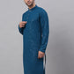Men Blue Chikankari Embroidered and Sequence Kurta Only ( KO 678 Peacock )