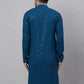 Men Blue Chikankari Embroidered and Sequence Kurta Only ( KO 678 Peacock )