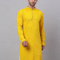 Men Yellow Chikankari Embroidered and Sequence Kurtas. ( KO 678Yellow )