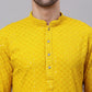 Men Yellow Chikankari Embroidered and Sequence Kurtas. ( KO 678Yellow )