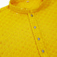 Men Yellow Chikankari Embroidered and Sequence Kurtas. ( KO 678Yellow )