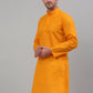 Men's Mustard Cotton Striped Kurta Only