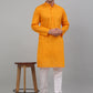 Men's Mustard Cotton Striped Kurta Only