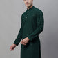 Men Olive Green Embroidered Sequinned Kurtas