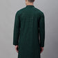 Men Olive Green Embroidered Sequinned Kurtas