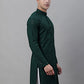 Men Olive Green Embroidered Sequinned Kurtas