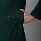 Men Olive Green Embroidered Sequinned Kurtas