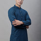 Men Peacock Blue Embroidered Sequinned Kurtas