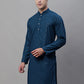 Men Peacock Blue Embroidered Sequinned Kurtas