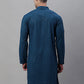 Men Peacock Blue Embroidered Sequinned Kurtas