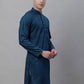 Men Peacock Blue Embroidered Sequinned Kurtas