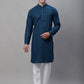 Men Peacock Blue Embroidered Sequinned Kurtas