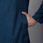 Men Peacock Blue Embroidered Sequinned Kurtas