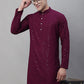 Men Purple Embroidered Sequinned Kurtas