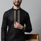 Men Black Embroidered Kurtas ( KO 682Black )