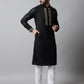 Men Black Embroidered Kurtas ( KO 682Black )