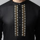 Men Black Embroidered Kurtas ( KO 682Black )