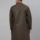 Men's Black Printed Silk Blend Kurta Only