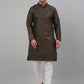 Men's Black Printed Silk Blend Kurta Only