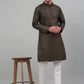 Men's Black Printed Silk Blend Kurta Only