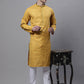 Men's Mustard Embroidered Straight Kurtas