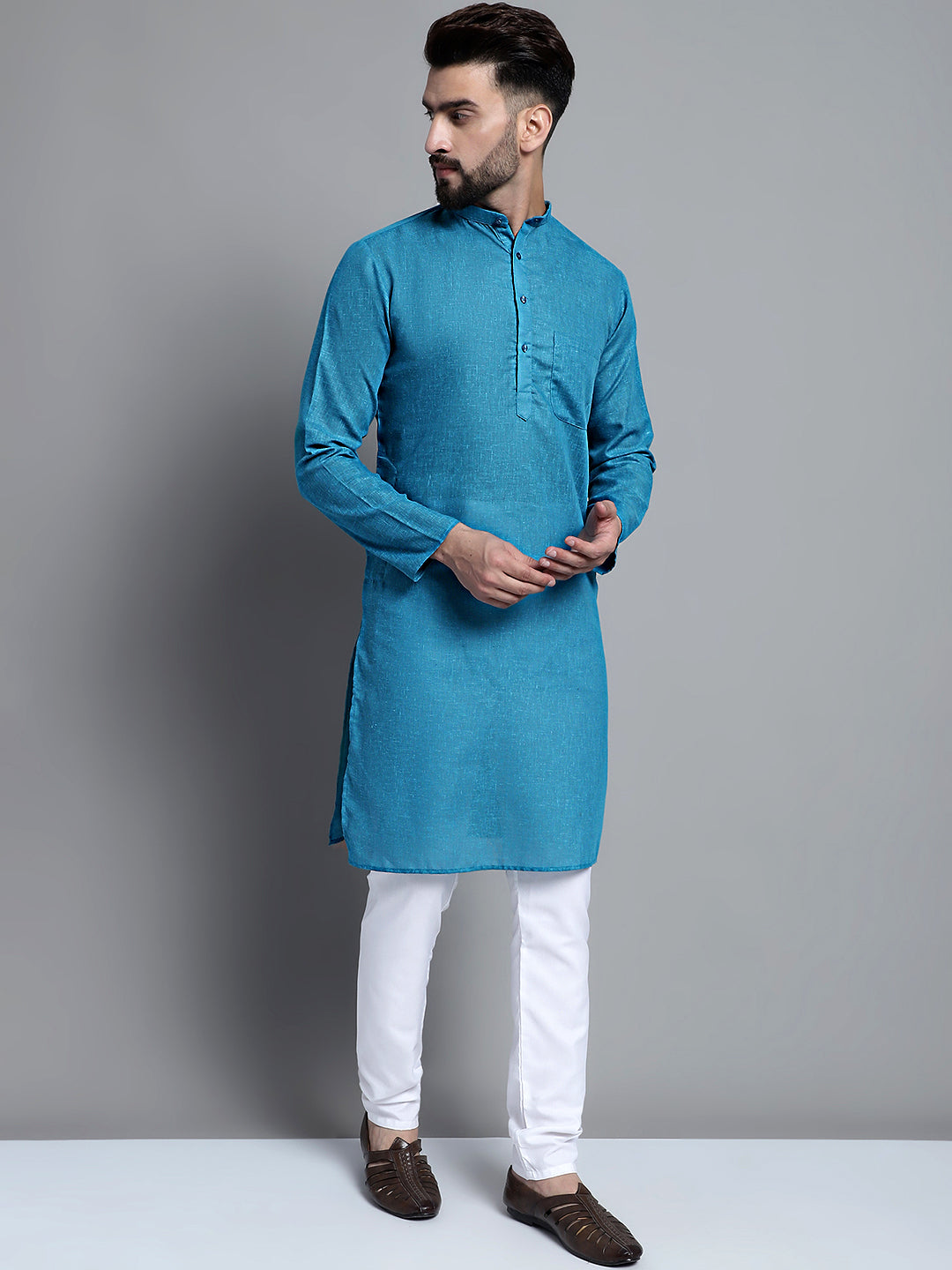 Men's Solid Pure Cotton Kurta Only