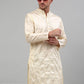 Men's Cream Embroidered Kurta Only