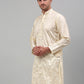Men's Cream Embroidered Kurta Only
