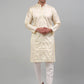 Men's Cream Embroidered Kurta Only