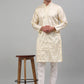 Men's Cream Embroidered Kurta Only