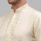 Men's Cream Embroidered Kurta Only