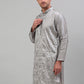 Men's Grey Embroidered Kurta Only