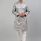 Men's Grey Embroidered Kurta Only