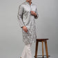 Men's Grey Embroidered Kurta Only