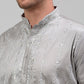 Men's Grey Embroidered Kurta Only