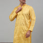 Men's Yellow Embroidered Kurta Only