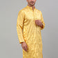 Men's Yellow Embroidered Kurta Only