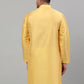 Men's Yellow Embroidered Kurta Only