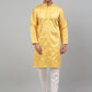 Men's Yellow Embroidered Kurta Only