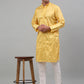 Men's Yellow Embroidered Kurta Only