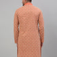 Men's Peach Embroidered Kurta Only
