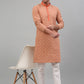 Men's Peach Embroidered Kurta Only
