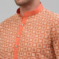 Men's Peach Embroidered Kurta Only