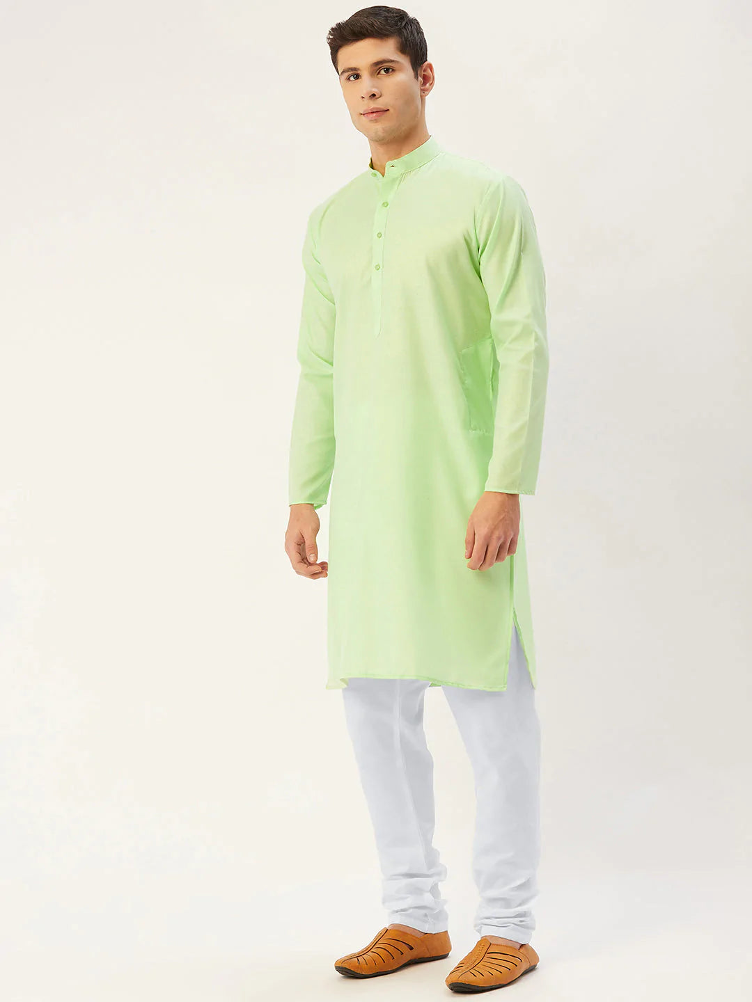 Jompers Men's Lime Cotton Solid Kurta Only ( KO 611 Lime )
