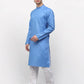Jompers Men's Sky Printed Cotton Kurta Payjama Sets ( JOKP 614 Sky )
