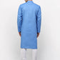Jompers Men's Sky Printed Cotton Kurta Payjama Sets ( JOKP 614 Sky )