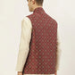 Jompers Men's Maroon Printed Nehru Jacket ( JOWC 4031Maroon )
