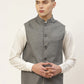 Jompers Men's Charcoal Solid Nehru Jacket ( JOWC 4033Charcoal )